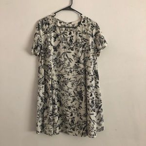 Black and White Floral Print Shift Dress by Lush